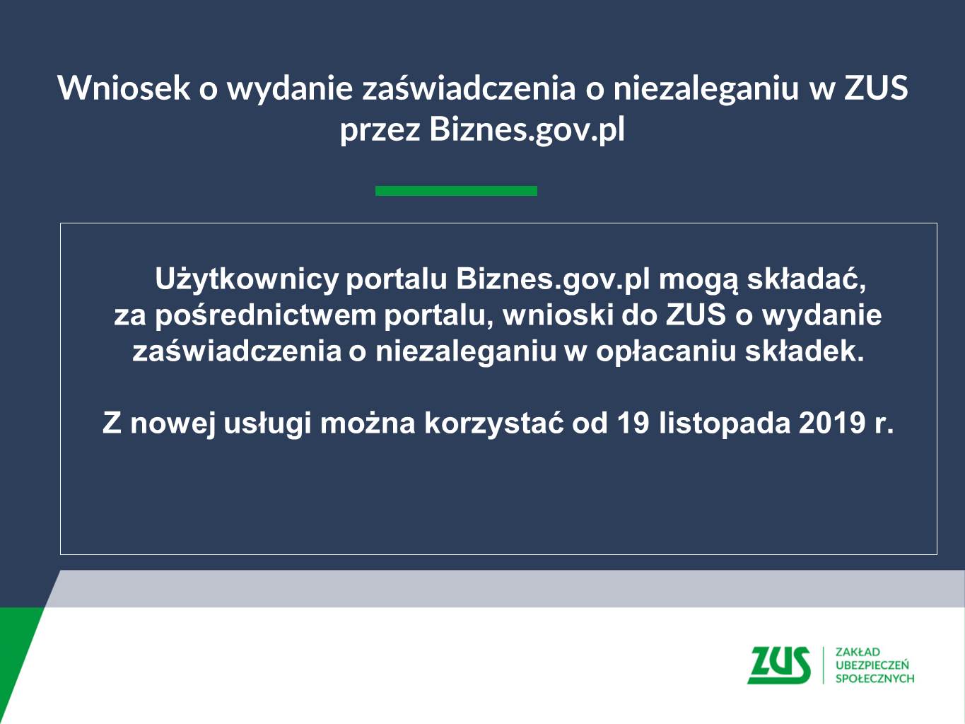 Wniosek o wydanie zaświadczenia o niezaleganiu w ZUS przez biznes.gov