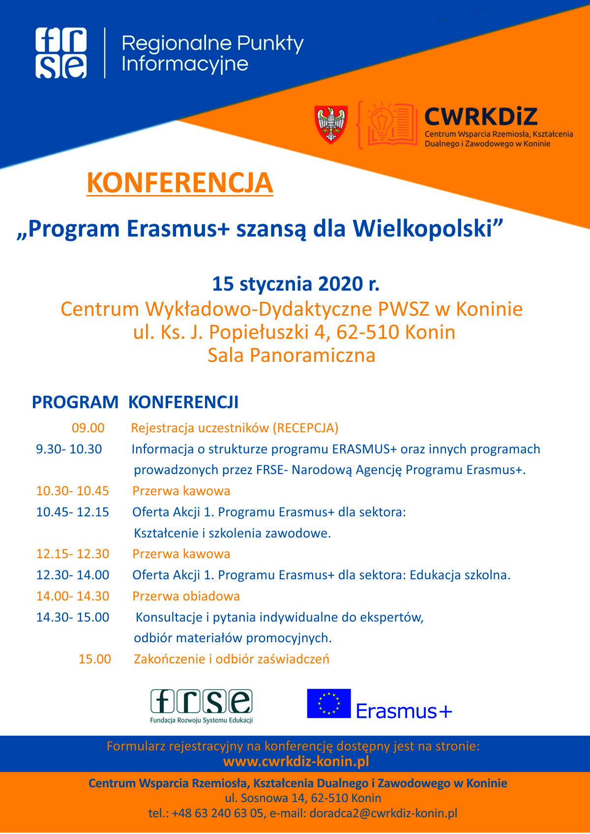 Plakat Agenda Konferencji Erasmus +
