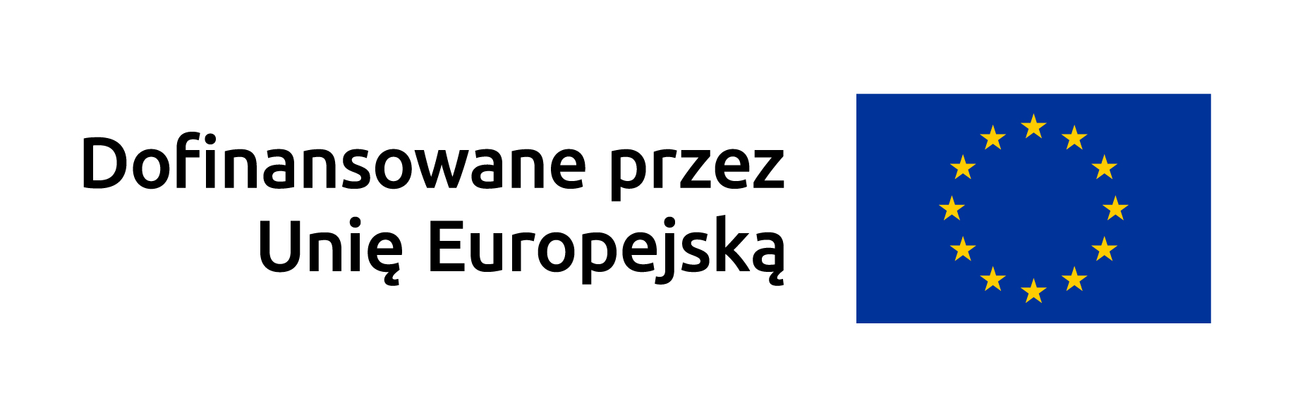 Znak Unii Europejskiej z napisem Dofinansowane przez Unię Europejską